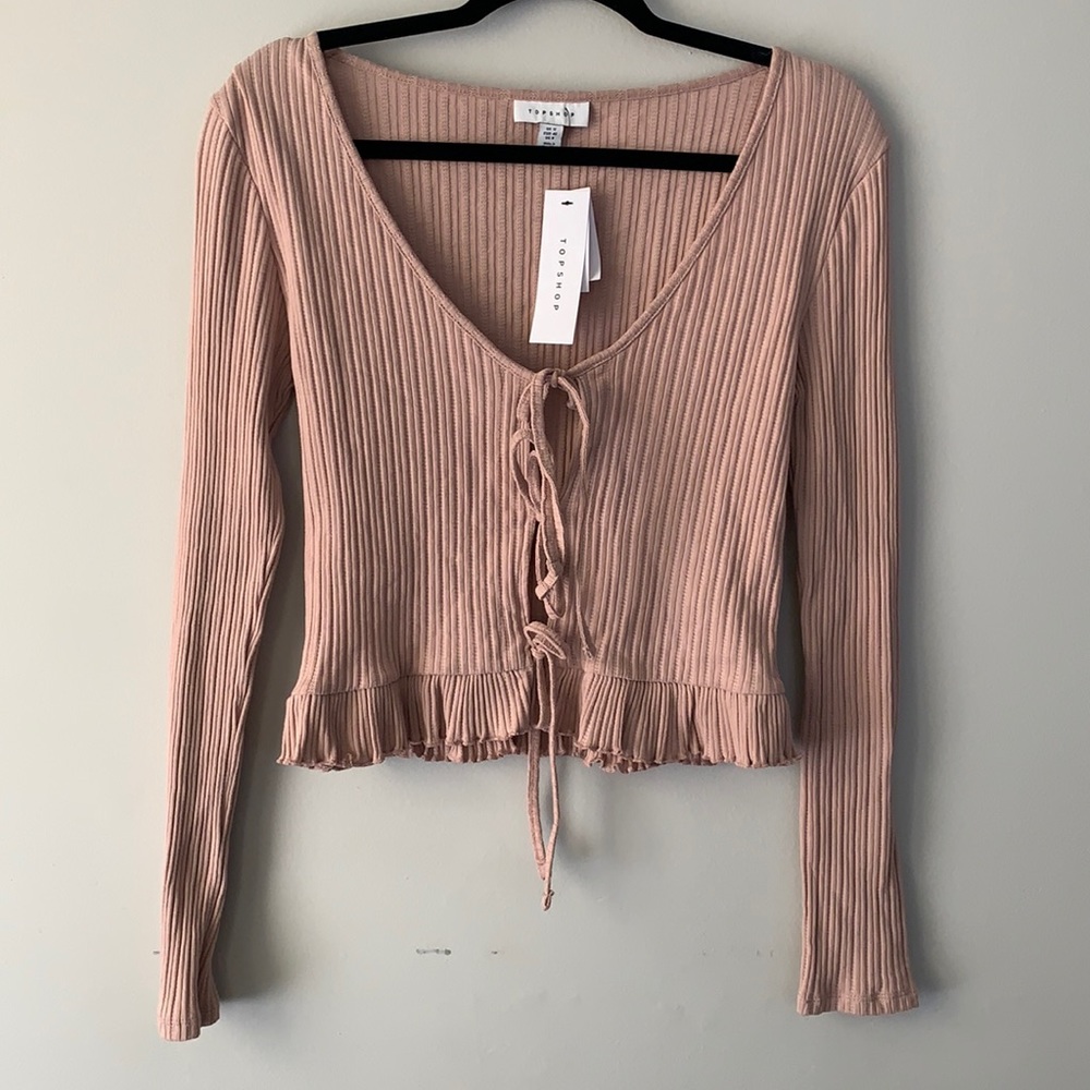 TOPSHOP NWT Blush Pink Long Sleeve Crop Top, Size US 8